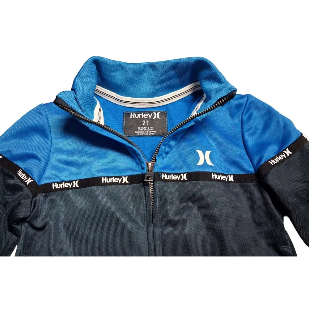 Hurley Toddler Boys 2T Two Piece Track Suit Jacket Pants Blue Navy Zip Front